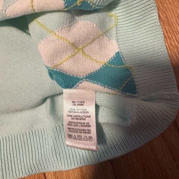 Michael Kors Argyle Pattern Women’s Blue Sweater Size Medium - Picture 6 of 7